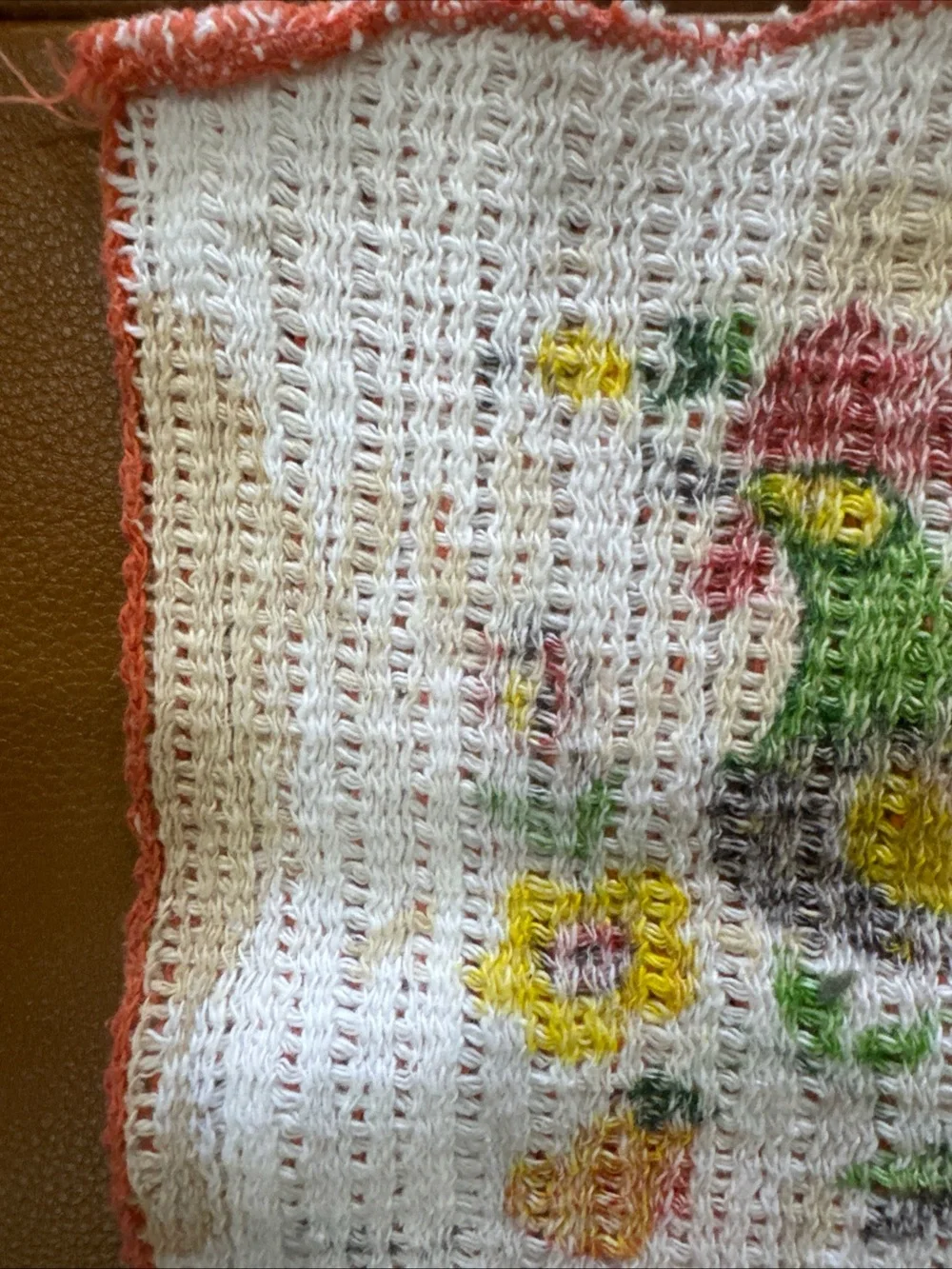 Vintage Swedish Style Printed Knit Dishcloths Lot of 4 Bird/Rooster 10x10